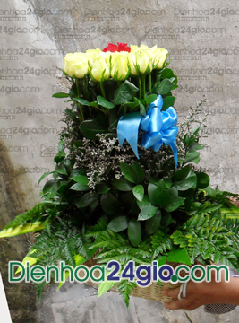 Giỏ hồng vàng, sinh nhật, hoa sinh nhật